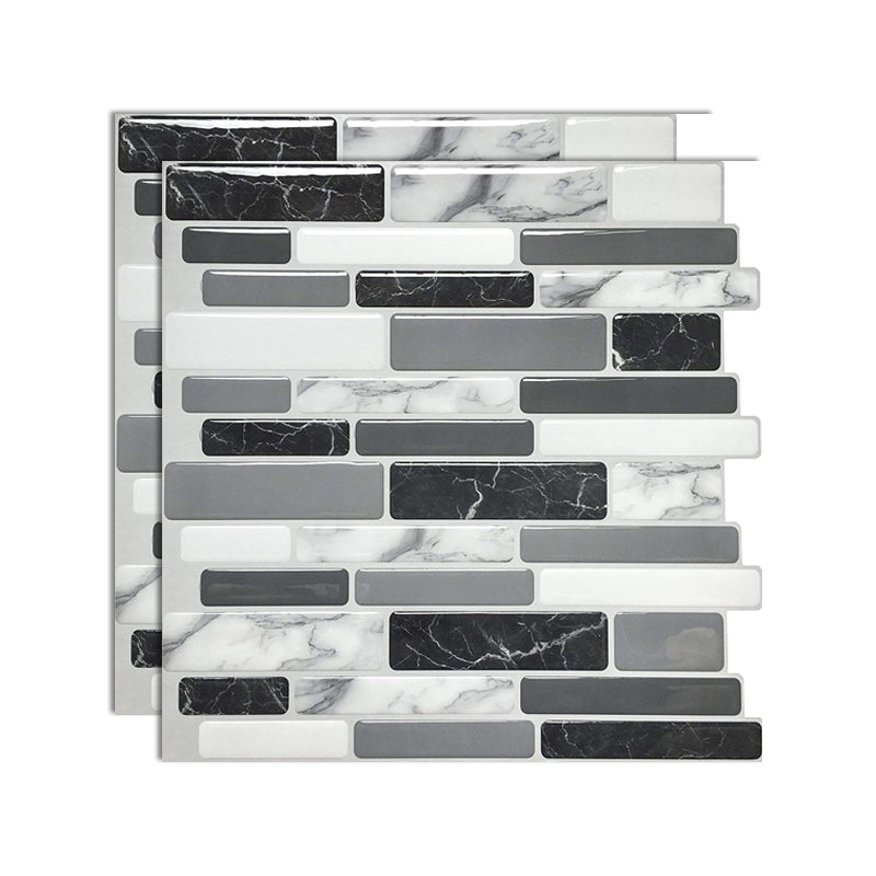 Square Peel and Stick Tiles Plastic Indoor Peel & Stick Subway Tile Black Gray-White Clearhalo 'Flooring 'Home Improvement' 'home_improvement' 'home_improvement_peel_stick_blacksplash' 'Peel & Stick Backsplash Tile' 'peel_stick_blacksplash' 'Walls & Ceilings' Walls and Ceiling' 7051229
