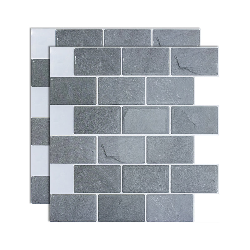 Square Peel and Stick Tiles Plastic Indoor Peel & Stick Subway Tile Grey Clearhalo 'Flooring 'Home Improvement' 'home_improvement' 'home_improvement_peel_stick_blacksplash' 'Peel & Stick Backsplash Tile' 'peel_stick_blacksplash' 'Walls & Ceilings' Walls and Ceiling' 7051230