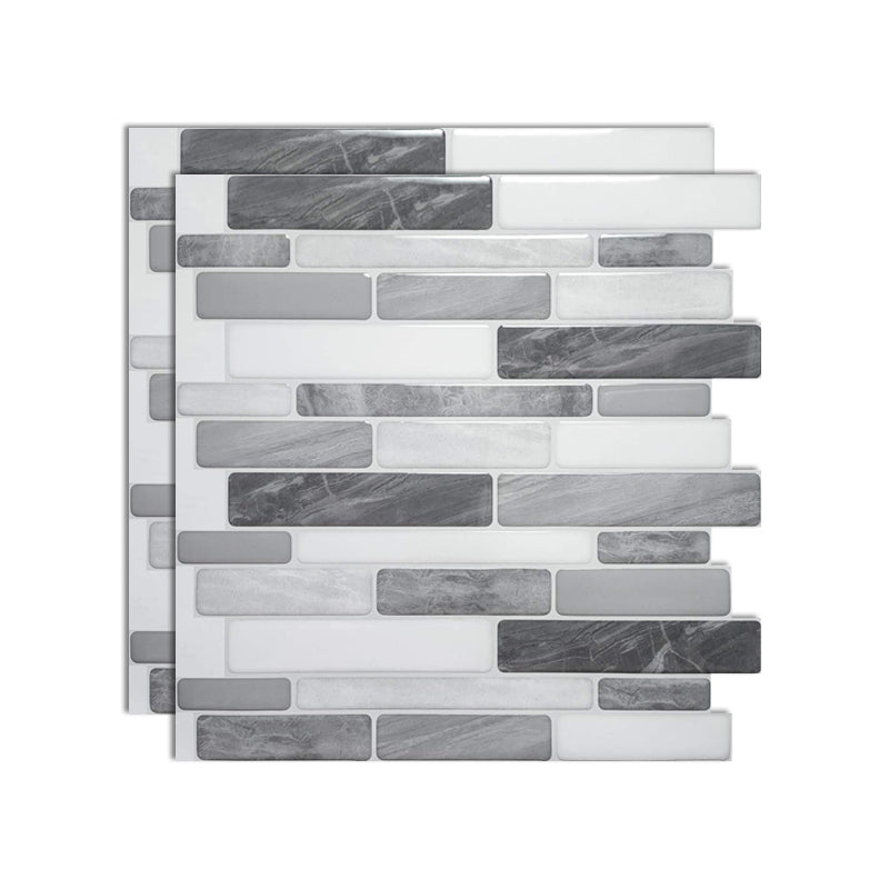 Square Peel and Stick Tiles Plastic Indoor Peel & Stick Subway Tile Gray-White Clearhalo 'Flooring 'Home Improvement' 'home_improvement' 'home_improvement_peel_stick_blacksplash' 'Peel & Stick Backsplash Tile' 'peel_stick_blacksplash' 'Walls & Ceilings' Walls and Ceiling' 7051238