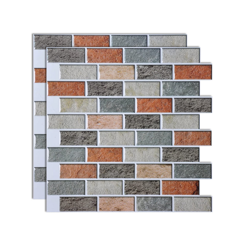 Square Peel and Stick Tiles Plastic Indoor Peel & Stick Subway Tile Orange-Gray Clearhalo 'Flooring 'Home Improvement' 'home_improvement' 'home_improvement_peel_stick_blacksplash' 'Peel & Stick Backsplash Tile' 'peel_stick_blacksplash' 'Walls & Ceilings' Walls and Ceiling' 7051239