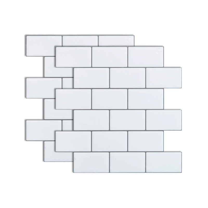 Square Peel and Stick Tiles Plastic Indoor Peel & Stick Subway Tile White-Gray Clearhalo 'Flooring 'Home Improvement' 'home_improvement' 'home_improvement_peel_stick_blacksplash' 'Peel & Stick Backsplash Tile' 'peel_stick_blacksplash' 'Walls & Ceilings' Walls and Ceiling' 7051244