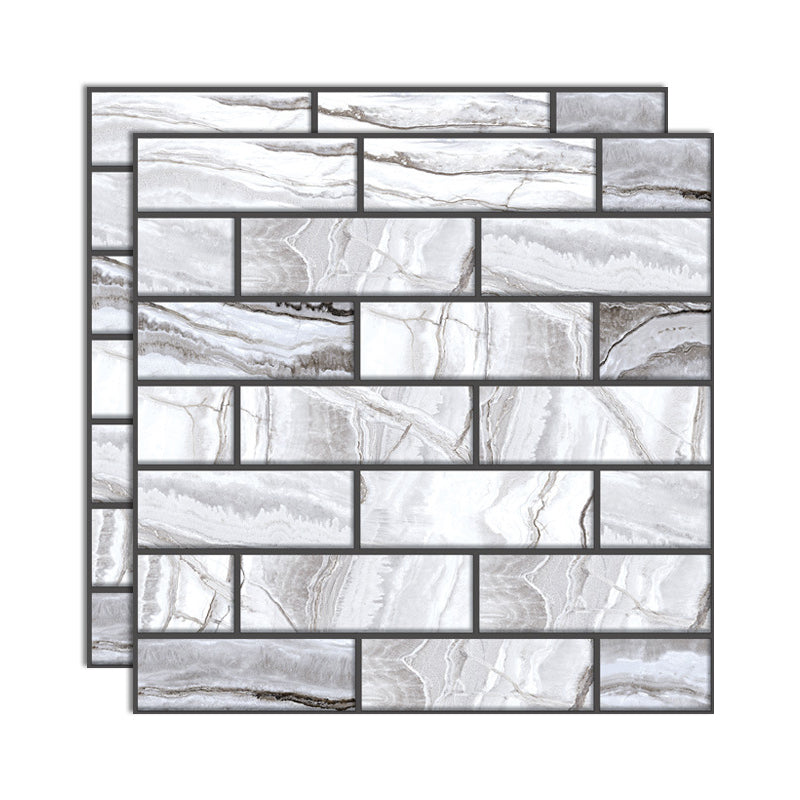 Plastic Peel and Stick Tiles 3D Square Waterproof Peel and Stick Tiles White-Gray Clearhalo 'Flooring 'Home Improvement' 'home_improvement' 'home_improvement_peel_stick_blacksplash' 'Peel & Stick Backsplash Tile' 'peel_stick_blacksplash' 'Walls & Ceilings' Walls and Ceiling' 7051277