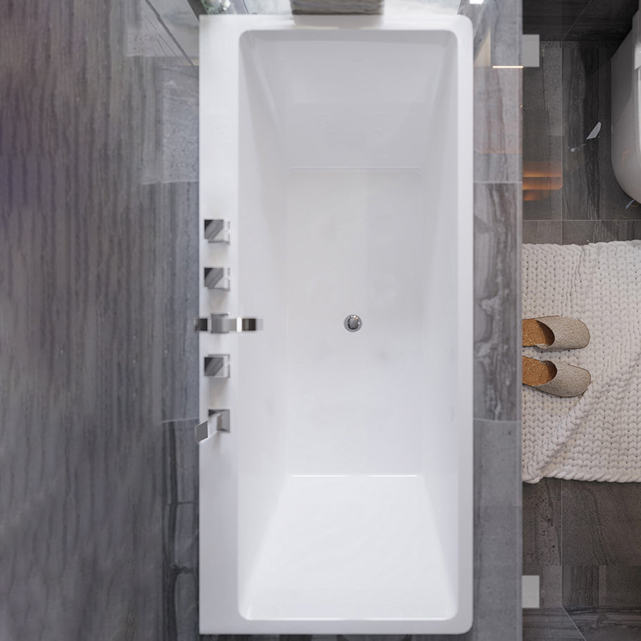 Soaking Acrylic Bathtub Drop in White Rectangular Modern Bath Tub with Silver 5-Piece Set Clearhalo 'Bathroom Remodel & Bathroom Fixtures' 'Bathtubs' 'Home Improvement' 'home_improvement' 'home_improvement_bathtubs' 'Showers & Bathtubs' 7056241