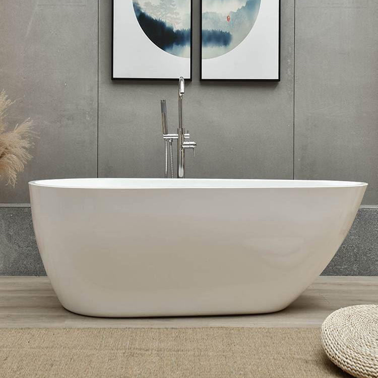 Center Modern Bathtub Freestanding Acrylic Soaking White Bath 59"L x 31"W x 24"H Tub with Freestanding Tub Fillers Clearhalo 'Bathroom Remodel & Bathroom Fixtures' 'Bathtubs' 'Home Improvement' 'home_improvement' 'home_improvement_bathtubs' 'Showers & Bathtubs' 7056275