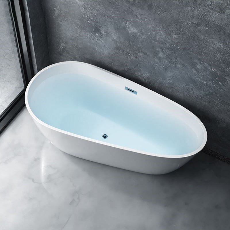 Acrylic Modern Bath Freestanding Oval Soaking White Center Bathtub Tub Clearhalo 'Bathroom Remodel & Bathroom Fixtures' 'Bathtubs' 'Home Improvement' 'home_improvement' 'home_improvement_bathtubs' 'Showers & Bathtubs' 7056293