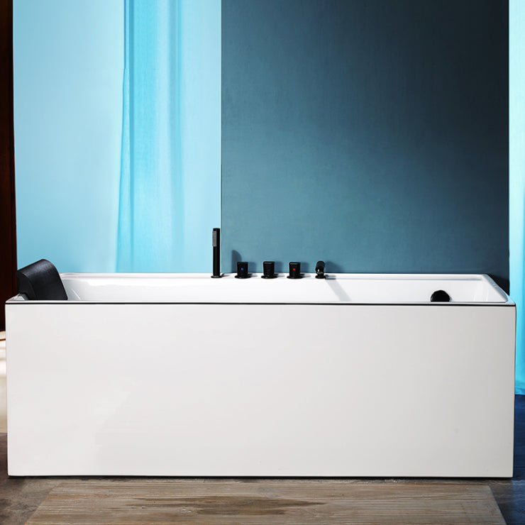 Modern Rectangular Bathtub White Soaking Acrylic Freestanding Bath 51"L x 28"W x 23"H Right Tub with Black 5-Piece Set Clearhalo 'Bathroom Remodel & Bathroom Fixtures' 'Bathtubs' 'Home Improvement' 'home_improvement' 'home_improvement_bathtubs' 'Showers & Bathtubs' 7056359