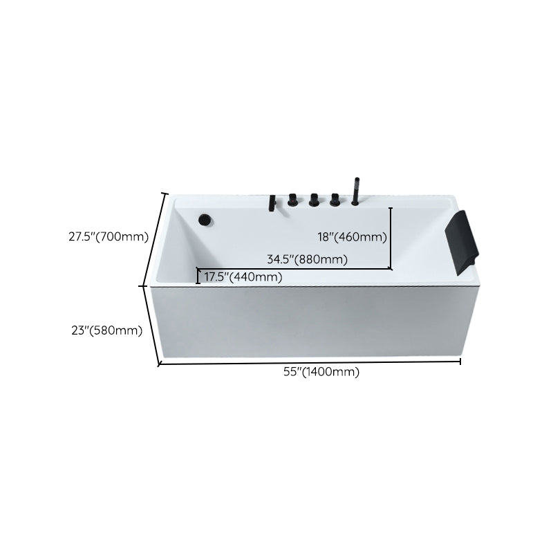 Modern Rectangular Bathtub White Soaking Acrylic Freestanding Bath Clearhalo 'Bathroom Remodel & Bathroom Fixtures' 'Bathtubs' 'Home Improvement' 'home_improvement' 'home_improvement_bathtubs' 'Showers & Bathtubs' 7056372