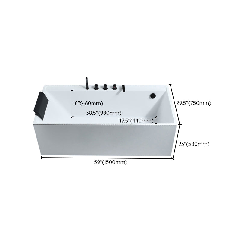 Modern Rectangular Bathtub White Soaking Acrylic Freestanding Bath Clearhalo 'Bathroom Remodel & Bathroom Fixtures' 'Bathtubs' 'Home Improvement' 'home_improvement' 'home_improvement_bathtubs' 'Showers & Bathtubs' 7056375