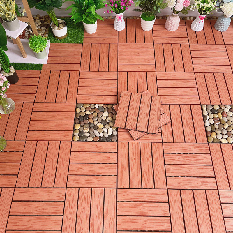 Water-resistant Deck Plank Stripe Composite Square Outdoor Floor Board Patio Rosewood Clearhalo 'Home Improvement' 'home_improvement' 'home_improvement_outdoor_deck_tiles_planks' 'Outdoor Deck Tiles & Planks' 'Outdoor Flooring & Tile' 'Outdoor Remodel' 'outdoor_deck_tiles_planks' 7062638