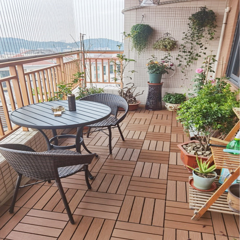 Water-resistant Deck Plank Stripe Composite Square Outdoor Floor Board Patio Teak Clearhalo 'Home Improvement' 'home_improvement' 'home_improvement_outdoor_deck_tiles_planks' 'Outdoor Deck Tiles & Planks' 'Outdoor Flooring & Tile' 'Outdoor Remodel' 'outdoor_deck_tiles_planks' 7062644