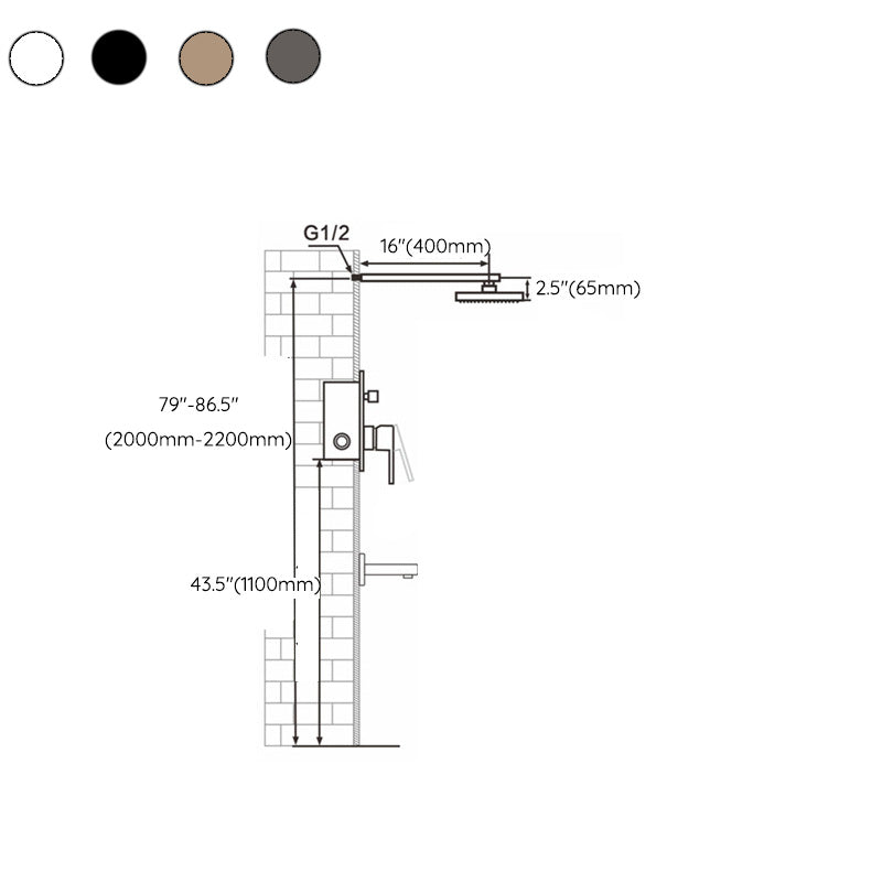 Modern Shower System Brass Adjustable Shower Head Shower Combo Clearhalo 'Bathroom Remodel & Bathroom Fixtures' 'Home Improvement' 'home_improvement' 'home_improvement_shower_faucets' 'Shower Faucets & Systems' 'shower_faucets' 'Showers & Bathtubs Plumbing' 'Showers & Bathtubs' 7063264