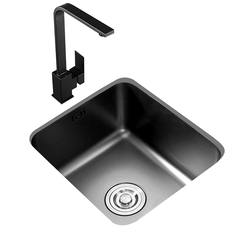 Square Stainless Steel Sink in black with Strainer Drop-In Kitchen Sink Clearhalo 'Home Improvement' 'home_improvement' 'home_improvement_kitchen_sinks' 'Kitchen Remodel & Kitchen Fixtures' 'Kitchen Sinks & Faucet Components' 'Kitchen Sinks' 'kitchen_sinks' 7063402