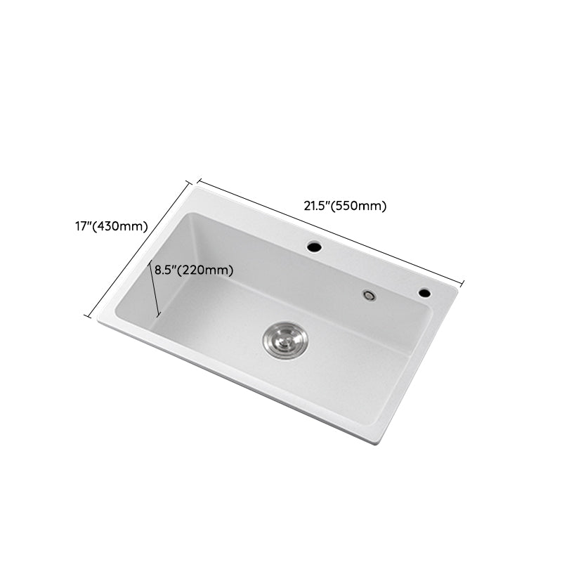 Quartz Kitchen Sink Rectangular Shape Single Bowl Kitchen Sink with Drain Strainer Kit Clearhalo 'Home Improvement' 'home_improvement' 'home_improvement_kitchen_sinks' 'Kitchen Remodel & Kitchen Fixtures' 'Kitchen Sinks & Faucet Components' 'Kitchen Sinks' 'kitchen_sinks' 7063507