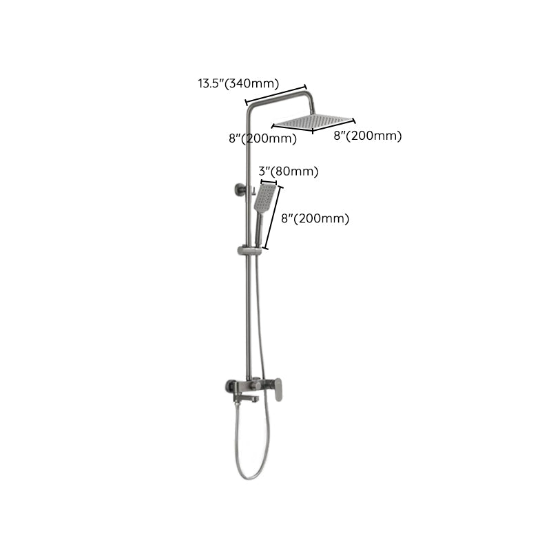 Square Shower System Wall Mount Shower Arm Grey Shower System with Shower Hose Clearhalo 'Bathroom Remodel & Bathroom Fixtures' 'Home Improvement' 'home_improvement' 'home_improvement_shower_faucets' 'Shower Faucets & Systems' 'shower_faucets' 'Showers & Bathtubs Plumbing' 'Showers & Bathtubs' 7063530