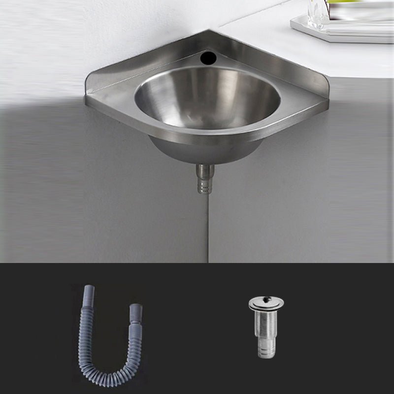 Modern Corner Sinks Metal Round with Faucet Wall Mount Bathroom Sink Unavailiable Sink Clearhalo 'Bathroom Remodel & Bathroom Fixtures' 'Bathroom Sinks & Faucet Components' 'Bathroom Sinks' 'bathroom_sink' 'Home Improvement' 'home_improvement' 'home_improvement_bathroom_sink' 7063680