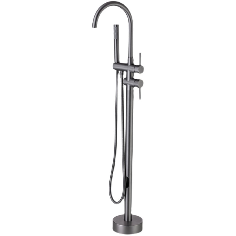 High Arc Floor Mounted Contemporary Metal Lever Handle Floor Mount Clearhalo 'Bathroom Remodel & Bathroom Fixtures' 'Bathtub Faucets' 'bathtub_faucets' 'Home Improvement' 'home_improvement' 'home_improvement_bathtub_faucets' 7063836