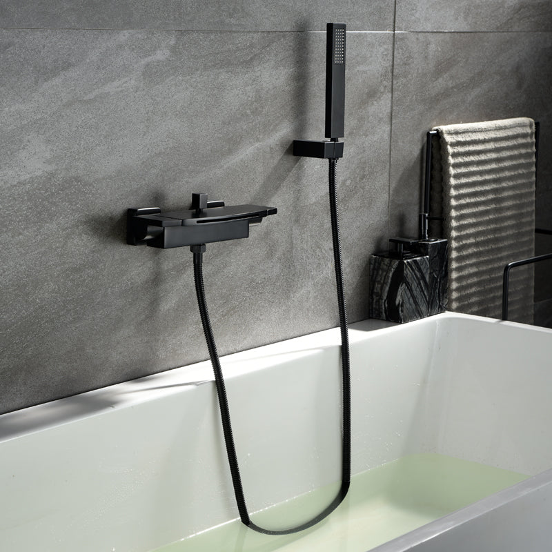 Contemporary Metal Bathtub Faucet Double-Handle Bathroom Faucet Clearhalo 'Bathroom Remodel & Bathroom Fixtures' 'Bathtub Faucets' 'bathtub_faucets' 'Home Improvement' 'home_improvement' 'home_improvement_bathtub_faucets' 7063855