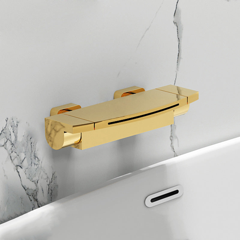 Contemporary Metal Bathtub Faucet Double-Handle Bathroom Faucet Gold Waterfall Comes Out Clearhalo 'Bathroom Remodel & Bathroom Fixtures' 'Bathtub Faucets' 'bathtub_faucets' 'Home Improvement' 'home_improvement' 'home_improvement_bathtub_faucets' 7063862