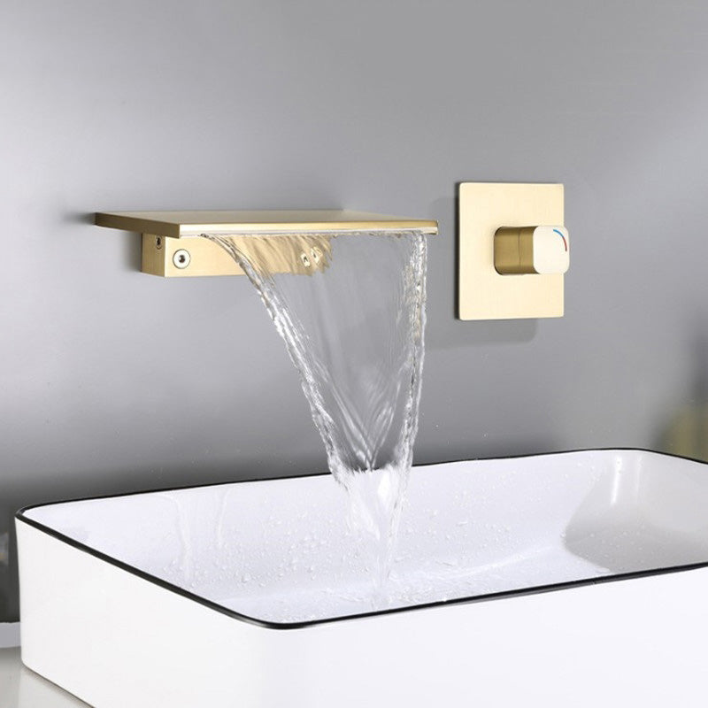 Waterfall Spout Tub Faucet Trim Metal Knob Handle Bathtub Faucet Clearhalo 'Bathroom Remodel & Bathroom Fixtures' 'Bathtub Faucets' 'bathtub_faucets' 'Home Improvement' 'home_improvement' 'home_improvement_bathtub_faucets' 7063993