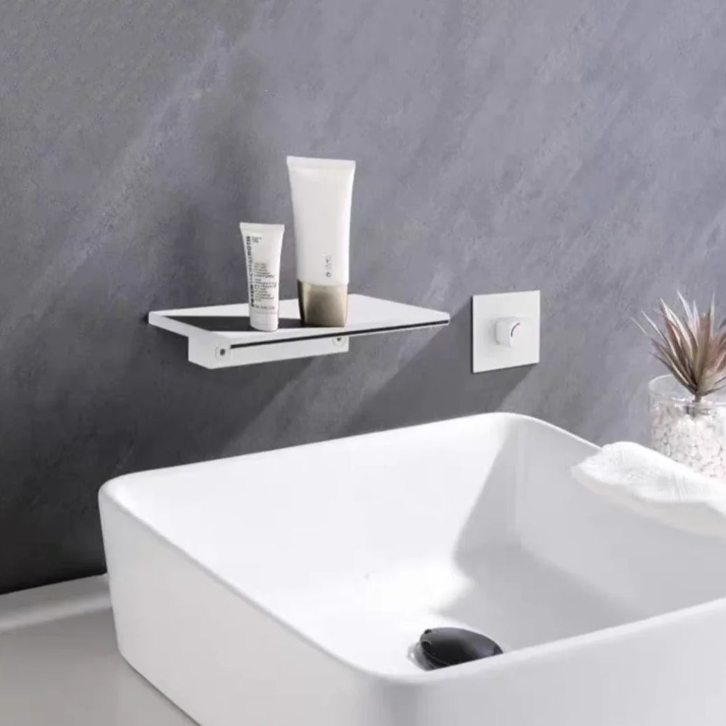 Waterfall Spout Tub Faucet Trim Metal Knob Handle Bathtub Faucet White Knob Handles Hand Shower Not Included Clearhalo 'Bathroom Remodel & Bathroom Fixtures' 'Bathtub Faucets' 'bathtub_faucets' 'Home Improvement' 'home_improvement' 'home_improvement_bathtub_faucets' 7063995