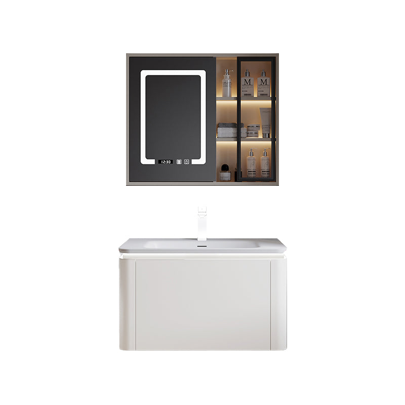 Wood Frame Vanity Rectangular Single Sink Mirror Wall-Mounted White Bathroom Vanity Vanity & Faucet & Fully Sealed Smart Mirror Cabinet 31"L x 20"W x 19"H Clearhalo 'Bathroom Remodel & Bathroom Fixtures' 'Bathroom Vanities' 'bathroom_vanities' 'Home Improvement' 'home_improvement' 'home_improvement_bathroom_vanities' 7064094