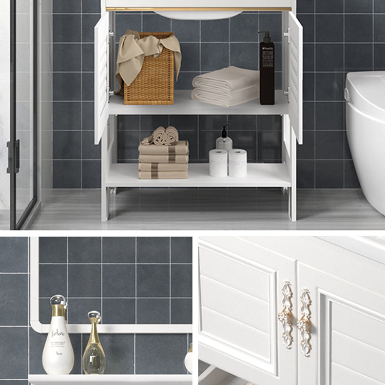 Freestanding Vanity White Shelving Included Rectangular Single Sink Vanity with Mirror Clearhalo 'Bathroom Remodel & Bathroom Fixtures' 'Bathroom Vanities' 'bathroom_vanities' 'Home Improvement' 'home_improvement' 'home_improvement_bathroom_vanities' 7064186