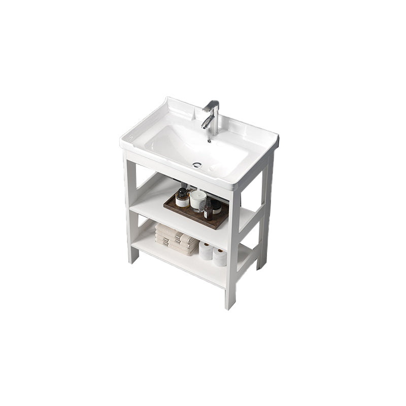 Freestanding Vanity White Shelving Included Rectangular Single Sink Vanity with Mirror Vanity & Faucet 24"L x 16"W x 31"H 2 Clearhalo 'Bathroom Remodel & Bathroom Fixtures' 'Bathroom Vanities' 'bathroom_vanities' 'Home Improvement' 'home_improvement' 'home_improvement_bathroom_vanities' 7064202