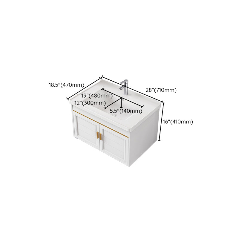 2 Doors Bath Vanity White Mirror Rectangular Single Sink Wall-Mounted Bathroom Vanity Clearhalo 'Bathroom Remodel & Bathroom Fixtures' 'Bathroom Vanities' 'bathroom_vanities' 'Home Improvement' 'home_improvement' 'home_improvement_bathroom_vanities' 7064303