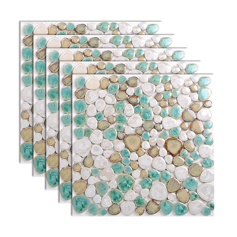 Square Flowerbed Tile Straight Edge Pebbles Design Singular Flowerbed Tile White-Green Clearhalo 'Floor Tiles & Wall Tiles' 'floor_tiles_wall_tiles' 'Flooring 'Home Improvement' 'home_improvement' 'home_improvement_floor_tiles_wall_tiles' Walls and Ceiling' 7064517