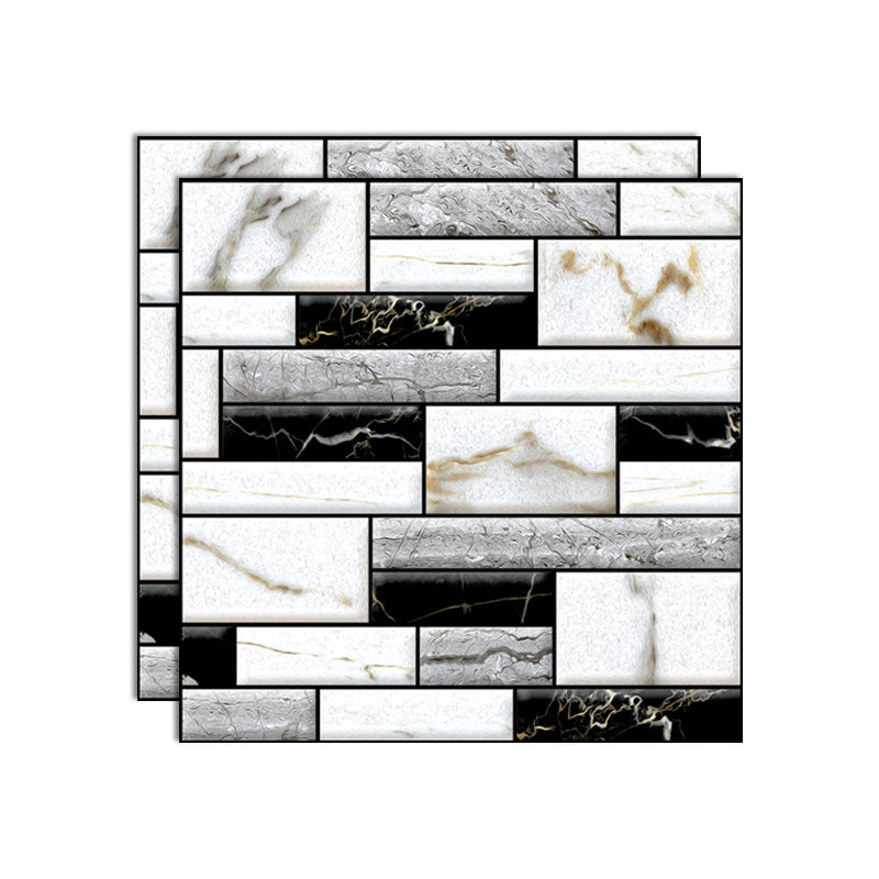 PVC Peel/Stick Backsplash Tile 3D Peel and Stick Wall Tile with Mildew Resistant Black White Clearhalo 'Flooring 'Home Improvement' 'home_improvement' 'home_improvement_peel_stick_blacksplash' 'Peel & Stick Backsplash Tile' 'peel_stick_blacksplash' 'Walls & Ceilings' Walls and Ceiling' 7064532