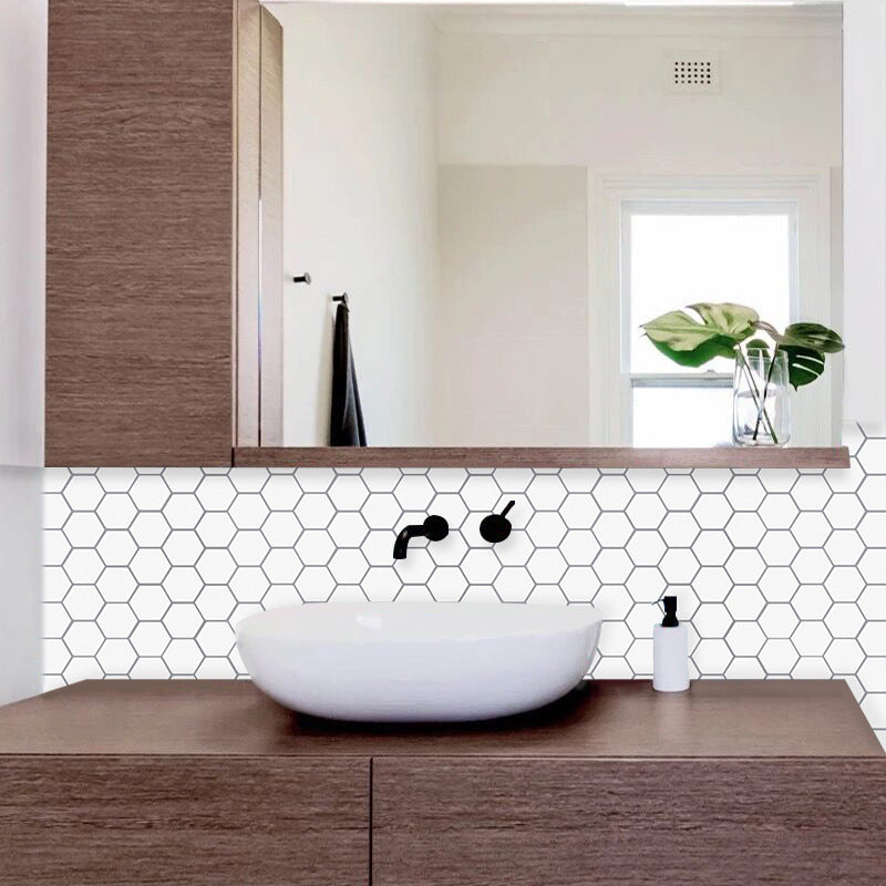 Modern Peel and Stick Backsplash PVC Hexagonal Peel and Stick Tile Clearhalo 'Flooring 'Home Improvement' 'home_improvement' 'home_improvement_peel_stick_blacksplash' 'Peel & Stick Backsplash Tile' 'peel_stick_blacksplash' 'Walls & Ceilings' Walls and Ceiling' 7064626