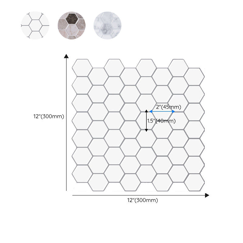 Modern Peel and Stick Backsplash PVC Hexagonal Peel and Stick Tile Clearhalo 'Flooring 'Home Improvement' 'home_improvement' 'home_improvement_peel_stick_blacksplash' 'Peel & Stick Backsplash Tile' 'peel_stick_blacksplash' 'Walls & Ceilings' Walls and Ceiling' 7064630