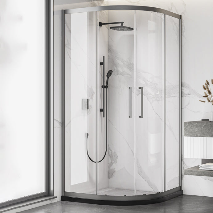 Full Frame Tempered Glass Shower Door Double Sliding Shower Door Clearhalo 'Bathroom Remodel & Bathroom Fixtures' 'Home Improvement' 'home_improvement' 'home_improvement_shower_tub_doors' 'Shower and Tub Doors' 'shower_tub_doors' 'Showers & Bathtubs' 7065999