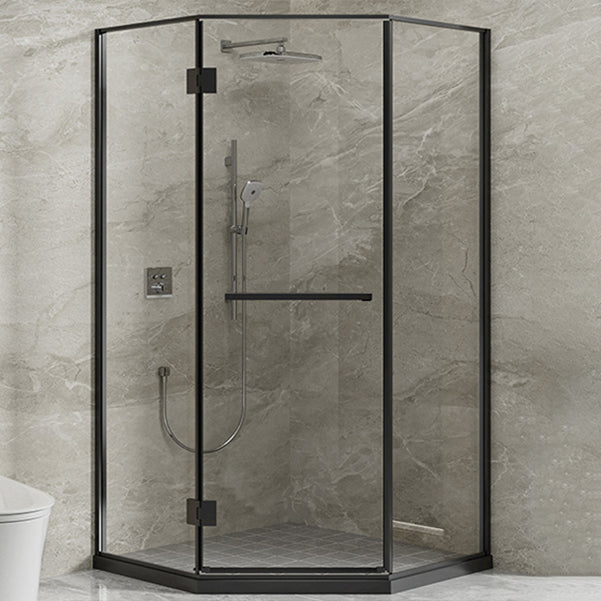 Semi Frameless Tempered Glass Shower Door Hinged Shower Door Black Left Clearhalo 'Bathroom Remodel & Bathroom Fixtures' 'Home Improvement' 'home_improvement' 'home_improvement_shower_tub_doors' 'Shower and Tub Doors' 'shower_tub_doors' 'Showers & Bathtubs' 7066024