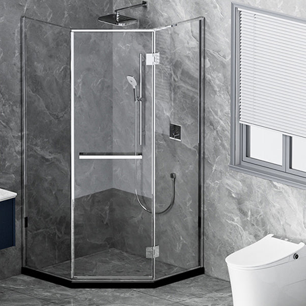 Semi Frameless Tempered Glass Shower Door Hinged Shower Door Stainless-Steel Right Clearhalo 'Bathroom Remodel & Bathroom Fixtures' 'Home Improvement' 'home_improvement' 'home_improvement_shower_tub_doors' 'Shower and Tub Doors' 'shower_tub_doors' 'Showers & Bathtubs' 7066026