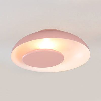 1 Light Barn Shaped Ceiling Light Macaron Kids Metallic Flush Mount Light for Child Bedroom Pink Clearhalo 'Ceiling Lights' 'Close To Ceiling Lights' 'Close to ceiling' 'Flush mount' Lighting' 70661