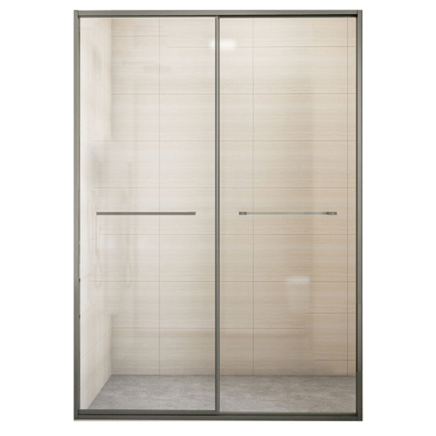 Matte Gray Bypass Shower Door Full Frame Tempered Glass Shower Door Clearhalo 'Bathroom Remodel & Bathroom Fixtures' 'Home Improvement' 'home_improvement' 'home_improvement_shower_tub_doors' 'Shower and Tub Doors' 'shower_tub_doors' 'Showers & Bathtubs' 7066131