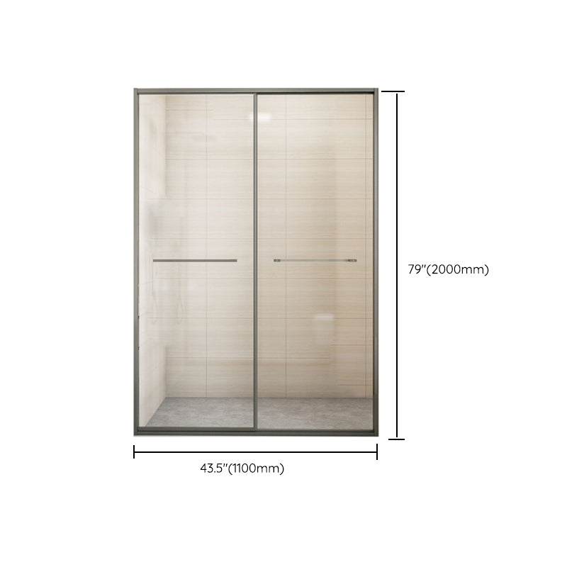 Matte Gray Bypass Shower Door Full Frame Tempered Glass Shower Door Clearhalo 'Bathroom Remodel & Bathroom Fixtures' 'Home Improvement' 'home_improvement' 'home_improvement_shower_tub_doors' 'Shower and Tub Doors' 'shower_tub_doors' 'Showers & Bathtubs' 7066137