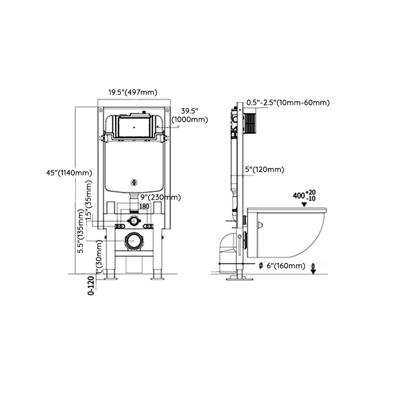 Contemporary One Piece Toilet Bowl Wall Mount Porcelain Flush Toilet Clearhalo 'Bathroom Remodel & Bathroom Fixtures' 'Home Improvement' 'home_improvement' 'home_improvement_toilets' 'Toilets & Bidets' 'Toilets' 7066823