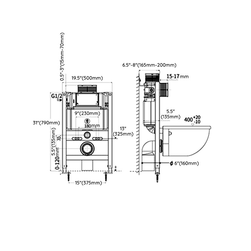 Modern Ceramic Flush Toilet Wall Mount White Urine Toilet for Washroom Clearhalo 'Bathroom Remodel & Bathroom Fixtures' 'Home Improvement' 'home_improvement' 'home_improvement_toilets' 'Toilets & Bidets' 'Toilets' 7066825