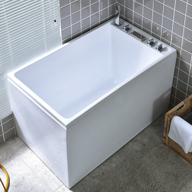 Freestanding Acrylic Bath Soaking White Modern Modern Center Bathtub Right Tub with Silver 5-Piece Set Clearhalo 'Bathroom Remodel & Bathroom Fixtures' 'Bathtubs' 'Home Improvement' 'home_improvement' 'home_improvement_bathtubs' 'Showers & Bathtubs' 7069830