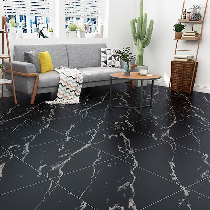 Indoor Flooring Vinyl Peel and Stick Marble Print Square Flooring Vinyl Black Clearhalo 'Flooring 'Home Improvement' 'home_improvement' 'home_improvement_vinyl_flooring' 'Vinyl Flooring' 'vinyl_flooring' Walls and Ceiling' 7078135