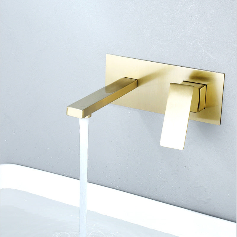 Stainless Steel Wall Mounted Bathroom Faucet Light Luxury Bathroom Faucet Modern Faucet Gold Clearhalo 'Bathroom Remodel & Bathroom Fixtures' 'Bathroom Sink Faucets' 'Bathroom Sinks & Faucet Components' 'bathroom_sink_faucets' 'Home Improvement' 'home_improvement' 'home_improvement_bathroom_sink_faucets' 7078587