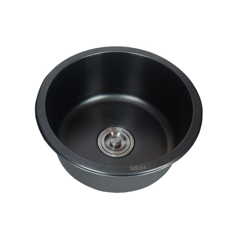 Stainless Steel Round Sink in Black Single Bowl Undermount Sink with Basket Strainer Clearhalo 'Home Improvement' 'home_improvement' 'home_improvement_kitchen_sinks' 'Kitchen Remodel & Kitchen Fixtures' 'Kitchen Sinks & Faucet Components' 'Kitchen Sinks' 'kitchen_sinks' 7079029