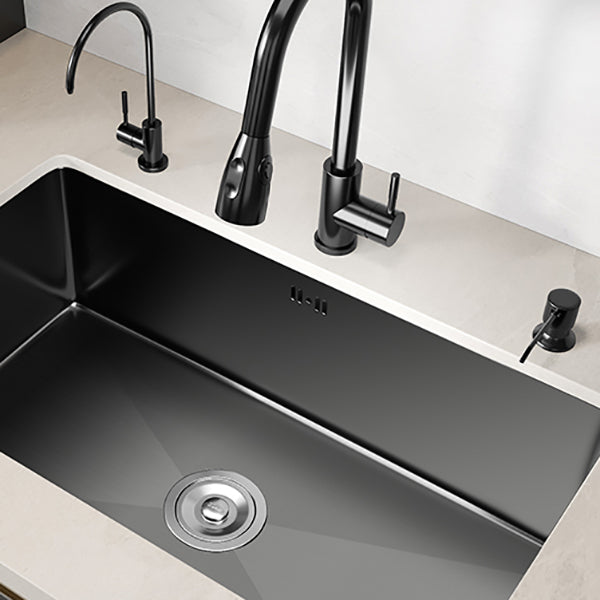 Rectangular Kitchen Sink Black Stainless Steel Single Bowl Top Mount Kitchen Sink Clearhalo 'Home Improvement' 'home_improvement' 'home_improvement_kitchen_sinks' 'Kitchen Remodel & Kitchen Fixtures' 'Kitchen Sinks & Faucet Components' 'Kitchen Sinks' 'kitchen_sinks' 7079189