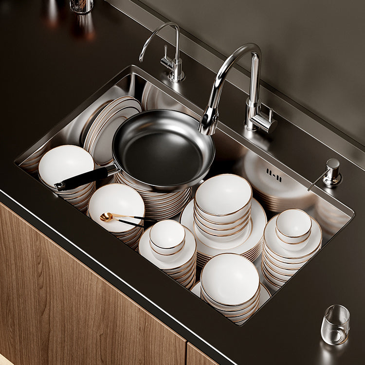 Single Bowl Kitchen Sink Stainless Steel Rectangular Undermount Kitchen Sink with Faucet Clearhalo 'Home Improvement' 'home_improvement' 'home_improvement_kitchen_sinks' 'Kitchen Remodel & Kitchen Fixtures' 'Kitchen Sinks & Faucet Components' 'Kitchen Sinks' 'kitchen_sinks' 7079207