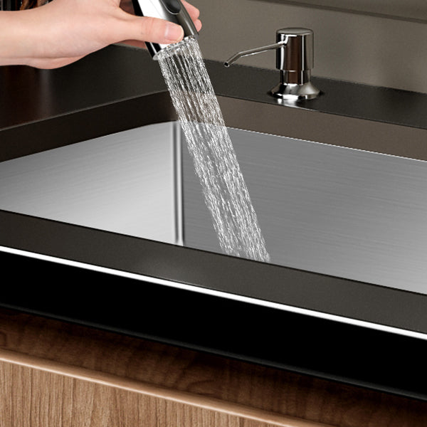 Single Bowl Kitchen Sink Stainless Steel Rectangular Undermount Kitchen Sink with Faucet Clearhalo 'Home Improvement' 'home_improvement' 'home_improvement_kitchen_sinks' 'Kitchen Remodel & Kitchen Fixtures' 'Kitchen Sinks & Faucet Components' 'Kitchen Sinks' 'kitchen_sinks' 7079210