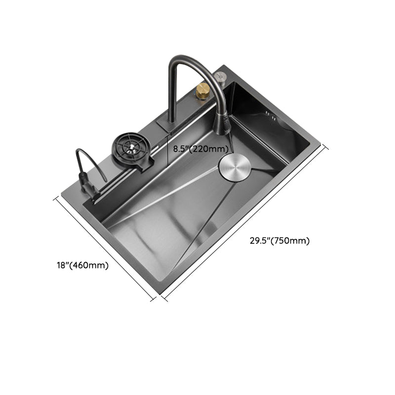 Contemporary Style Kitchen Sink Stainless Steel Drop-In Kitchen Sink with Cutting Board Clearhalo 'Home Improvement' 'home_improvement' 'home_improvement_kitchen_sinks' 'Kitchen Remodel & Kitchen Fixtures' 'Kitchen Sinks & Faucet Components' 'Kitchen Sinks' 'kitchen_sinks' 7079293