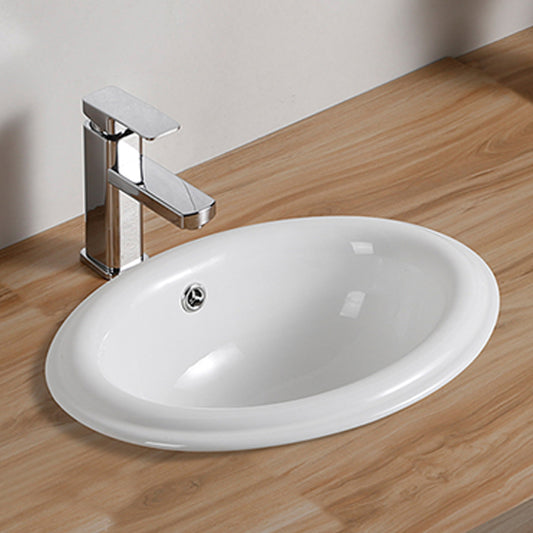Traditional Drop-in Bathroom Sink Oval Porcelain with Overflow and Faucet Basin Clearhalo 'Bathroom Remodel & Bathroom Fixtures' 'Bathroom Sinks & Faucet Components' 'Bathroom Sinks' 'bathroom_sink' 'Home Improvement' 'home_improvement' 'home_improvement_bathroom_sink' 7079346