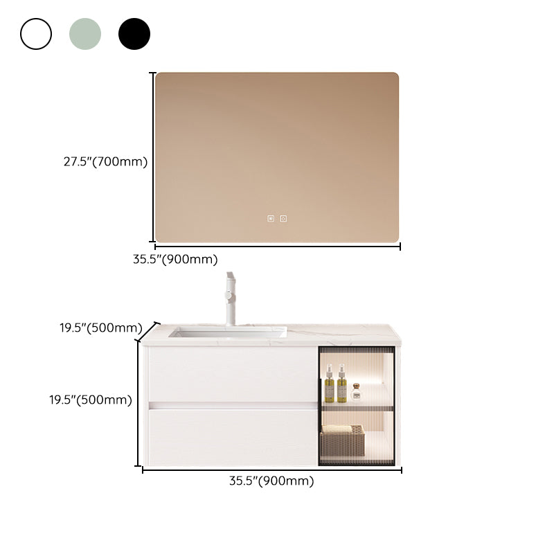 Wall Mounted Bath Vanity Mirror Single Sink Rectangular Bathroom Vanity with 2 Drawers Clearhalo 'Bathroom Remodel & Bathroom Fixtures' 'Bathroom Vanities' 'bathroom_vanities' 'Home Improvement' 'home_improvement' 'home_improvement_bathroom_vanities' 7079613